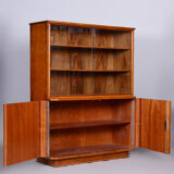 Art deco walnut bookcase, well-preserved original condition, czechia, 1950s