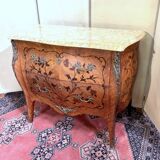 Louis XV style curved ladies' chest of drawers with marquetry