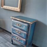 Chest of drawers erusted blue ceruse Louis XV style