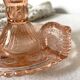 Bougeoir poucier en verre rose