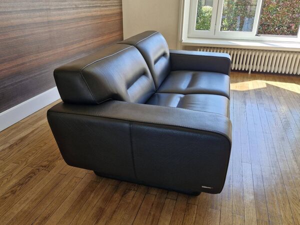 Canapé 2 places en cuir noir ''Pulsation'' Roche Bobois