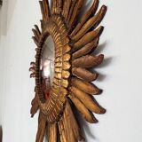 Italian Sunburst Mirror with Concave Mirror Glass