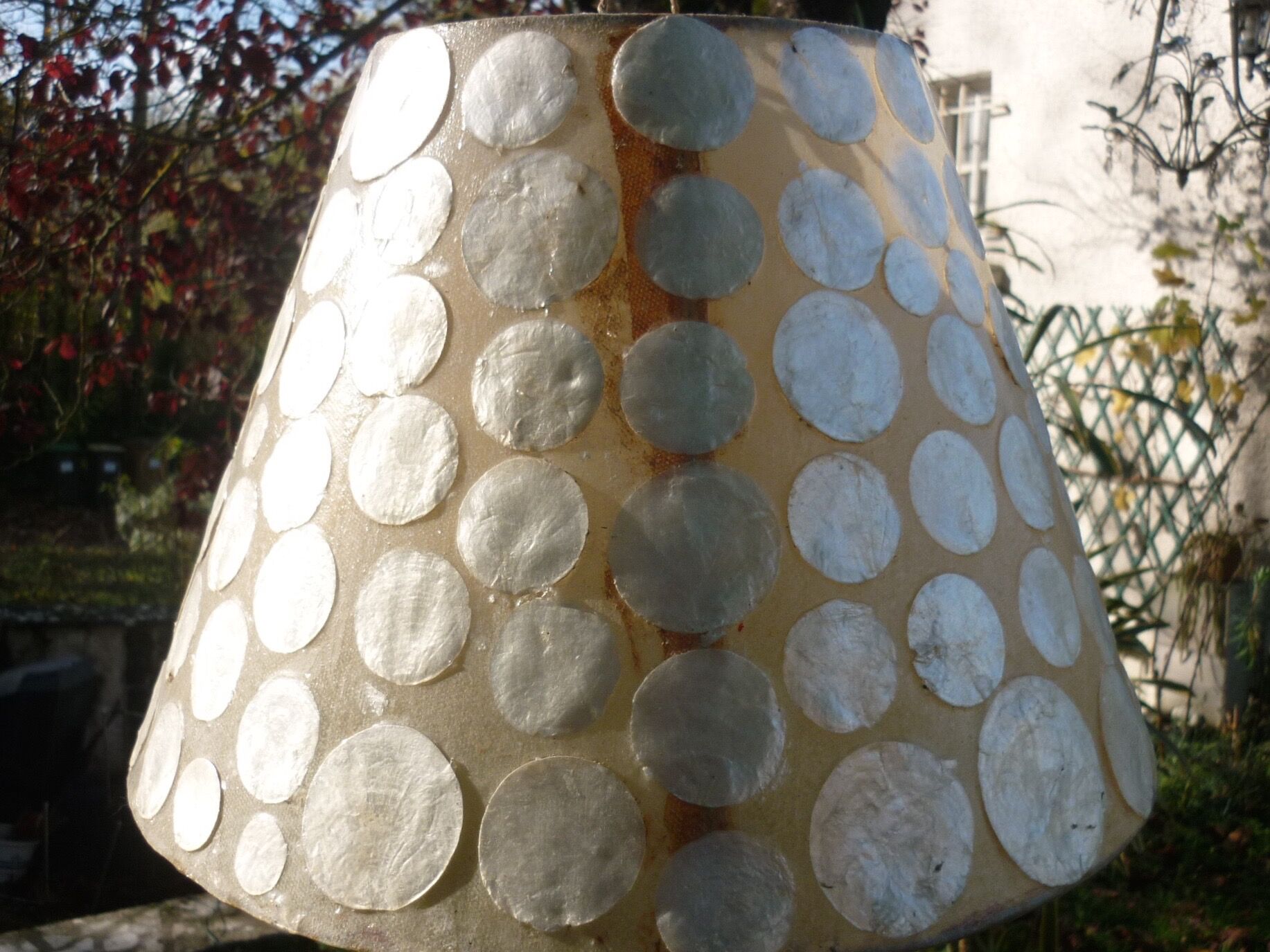 Resin lampshades and vintage mother-of-pearl lozenges