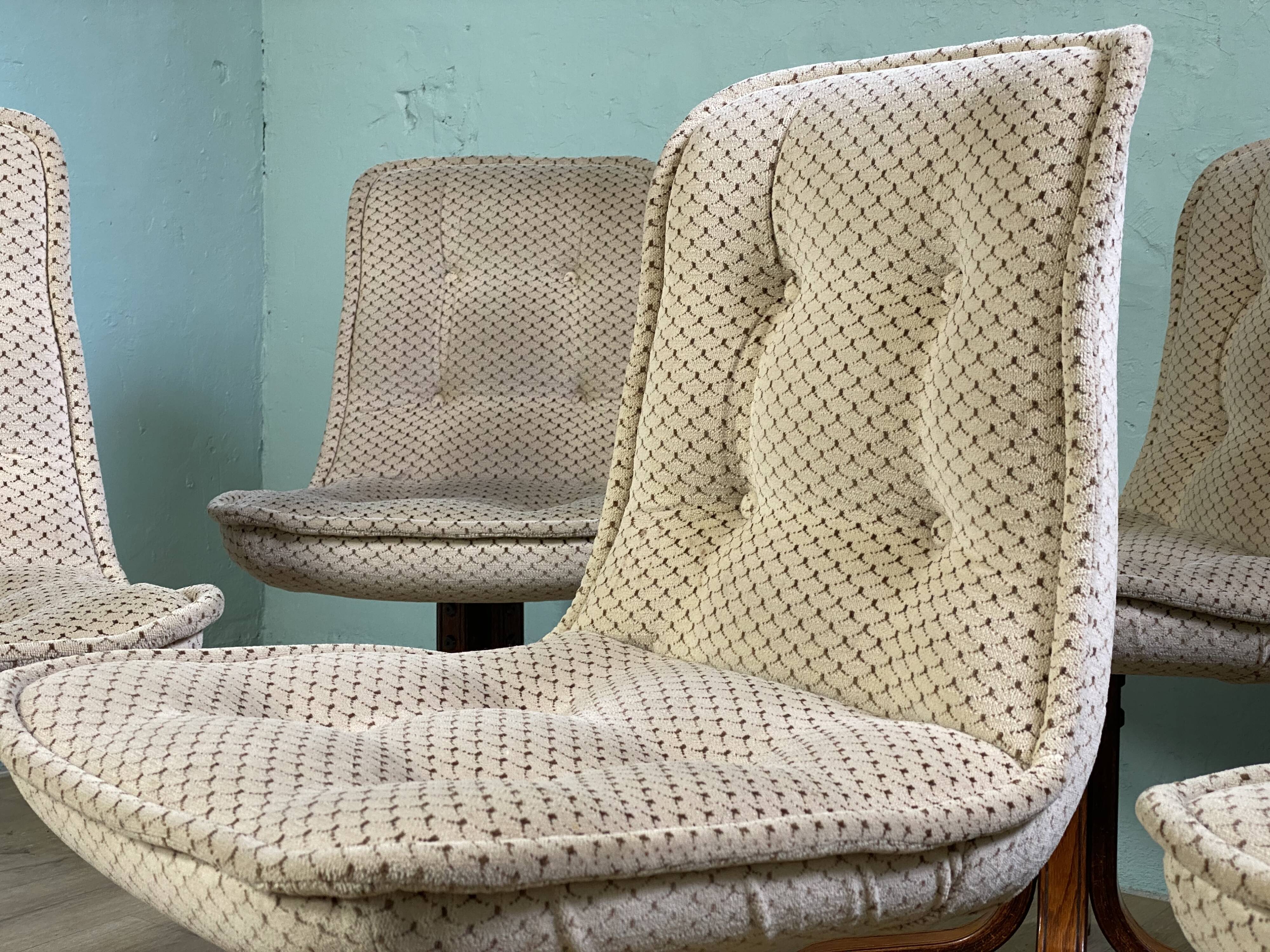 6 Swivel Bucket Chairs Scandinavian Design Vintage 60 70