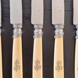 12 Robert Linzeler knives and leg of lamb set for Jules Piault Paris
