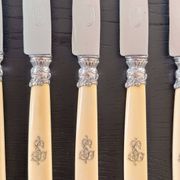 12 Robert Linzeler knives and leg of lamb set for Jules Piault Paris