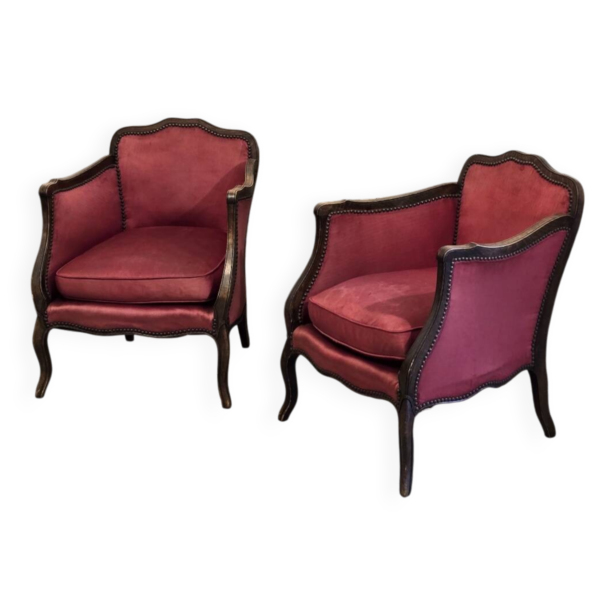Pair of Louis XV style bergere chairs