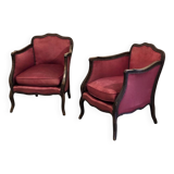 Pair of Louis XV style bergere chairs