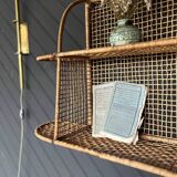 Steel and wicker wall shelf