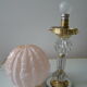 Art Deco lamp pink foot in cut crystal