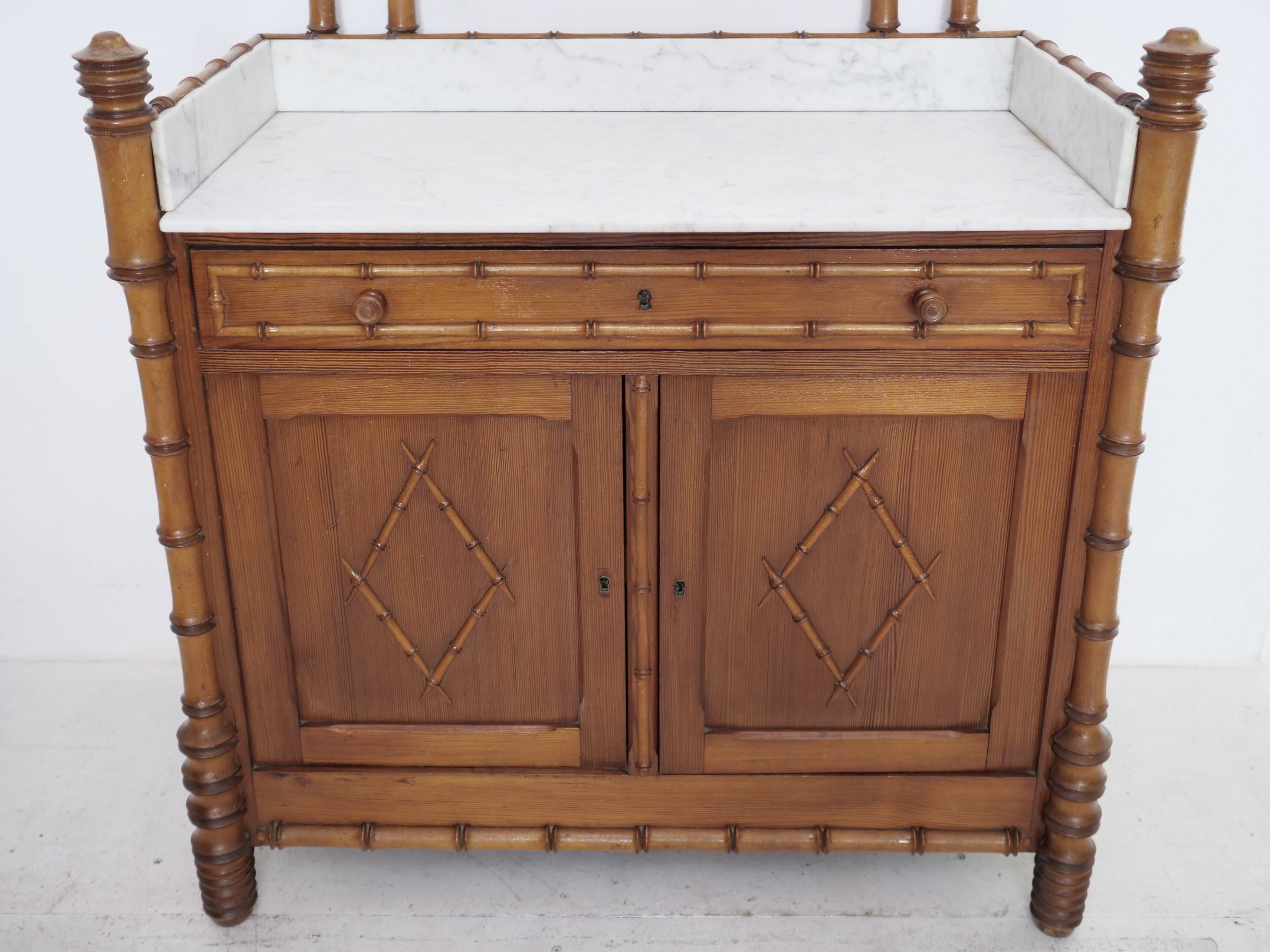 Late 19th century faux bamboo chest of drawers in pine