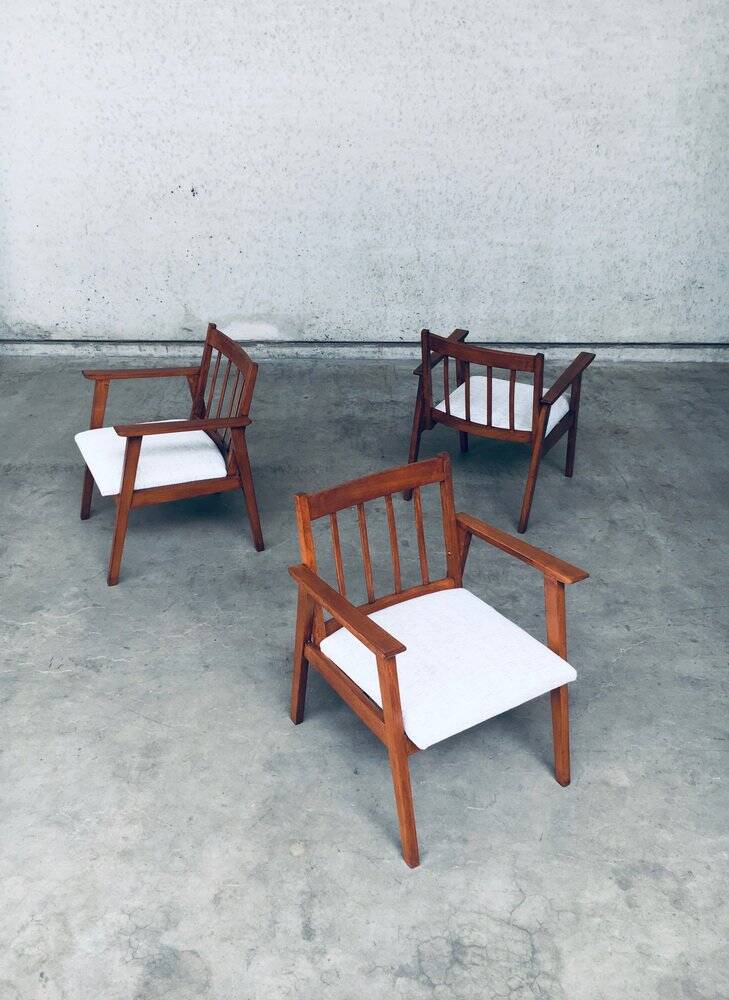 Mid-Century Modern Dutch Armchair Set, Netherlands, 1950s, Set of 3