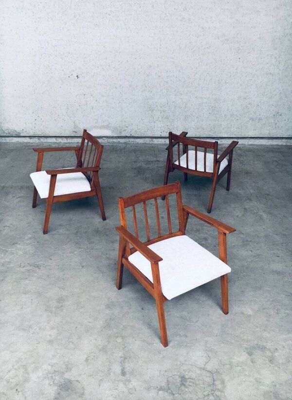 Mid-Century Modern Dutch Armchair Set, Netherlands, 1950s, Set of 3