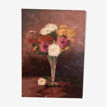 Tableau huile sur toile fleurs