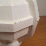 Modernist art deco ball vase in ecru white cracked glazed earthenware, signed saint clement n° 778