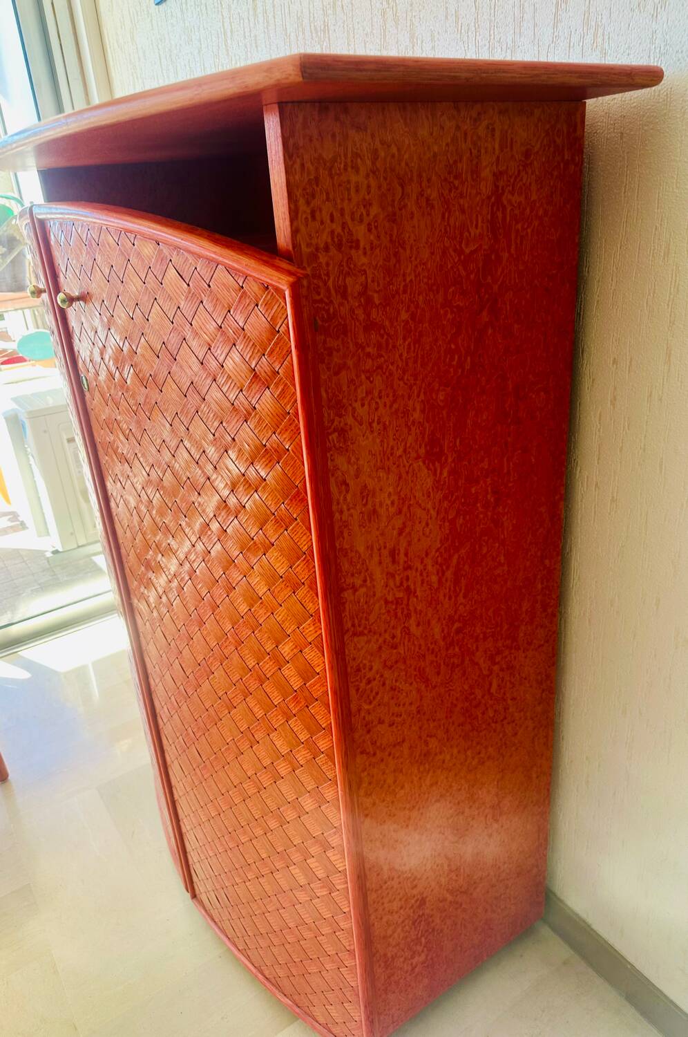 Small bamboo and rattan wardrobe circa 1980