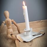 Square white enamel candle holder