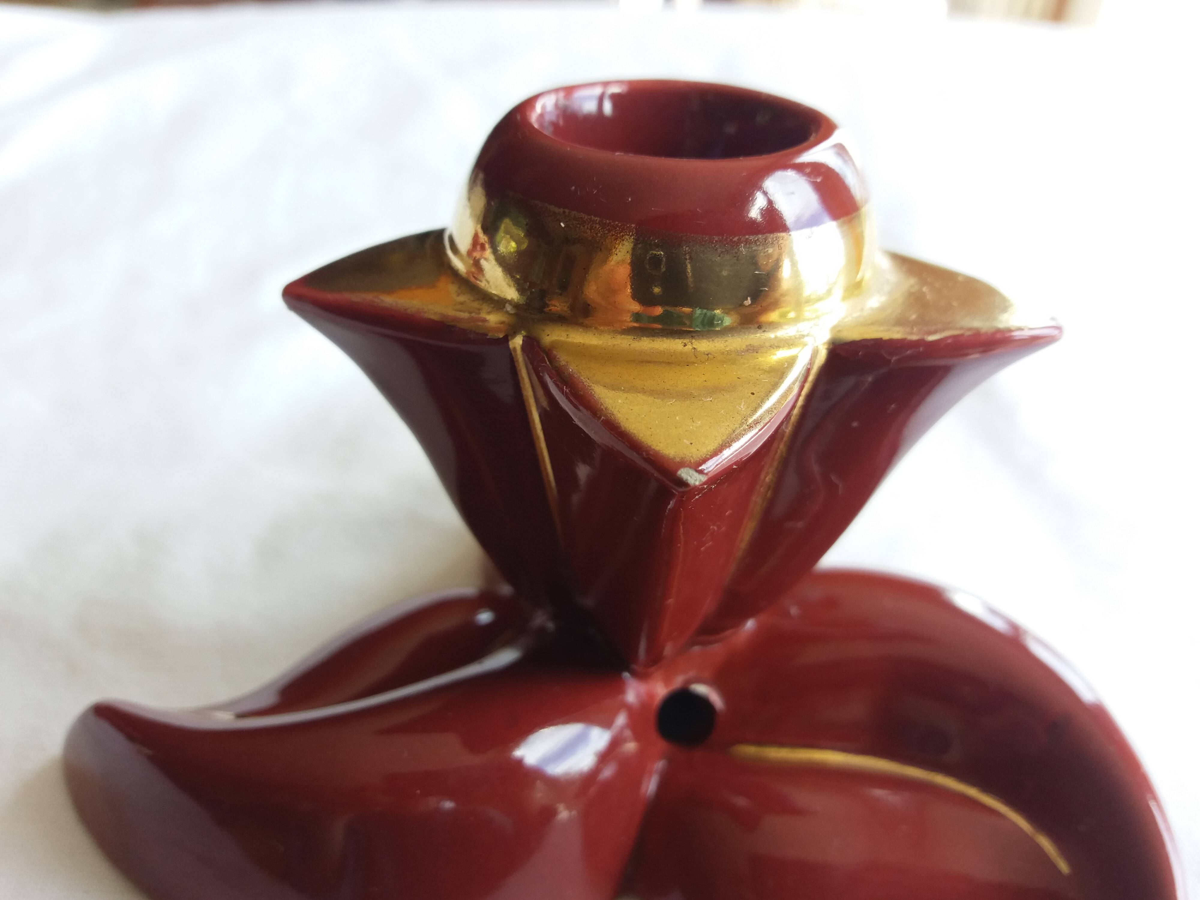 burgundy and gold candle holders
