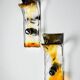 Pair of Murano Mazzega orange & clear glass wall sconces, Italy, 1970s