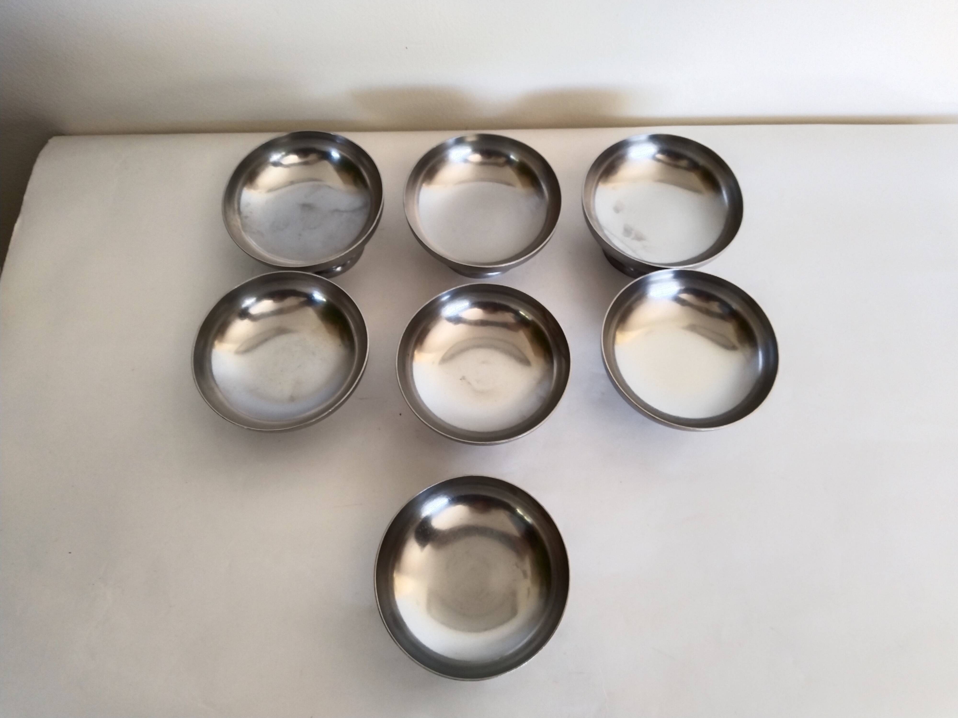 Ancien Lot De 6 Coupes à Glace Guy Degrenne En Inox 18/10 Vintage Made