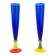 Pair of Blue Murano Glass Flutes by Bisazza & Rotella, Italy 2000