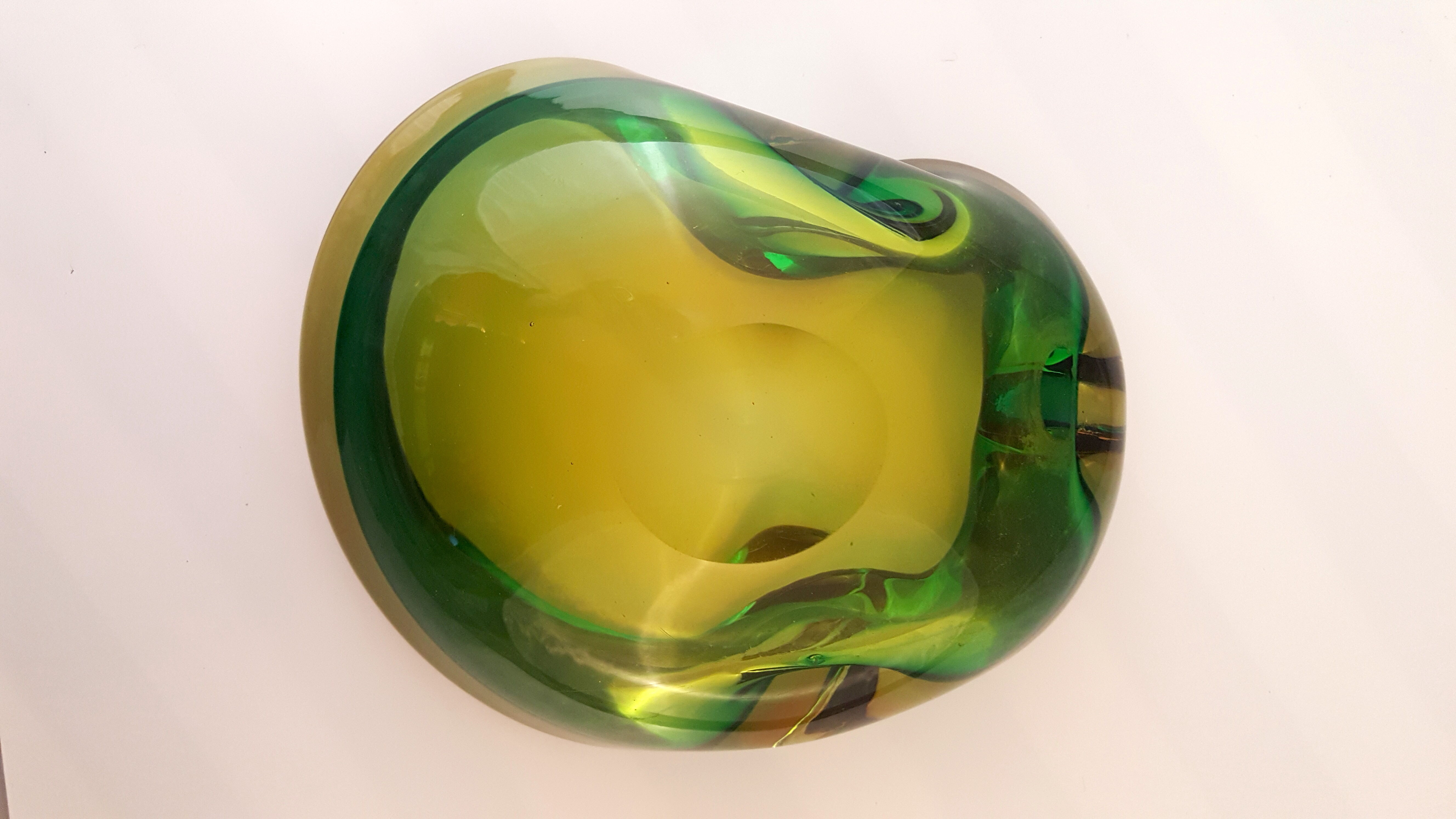 Glass ashtray "Sommerso" 1950s