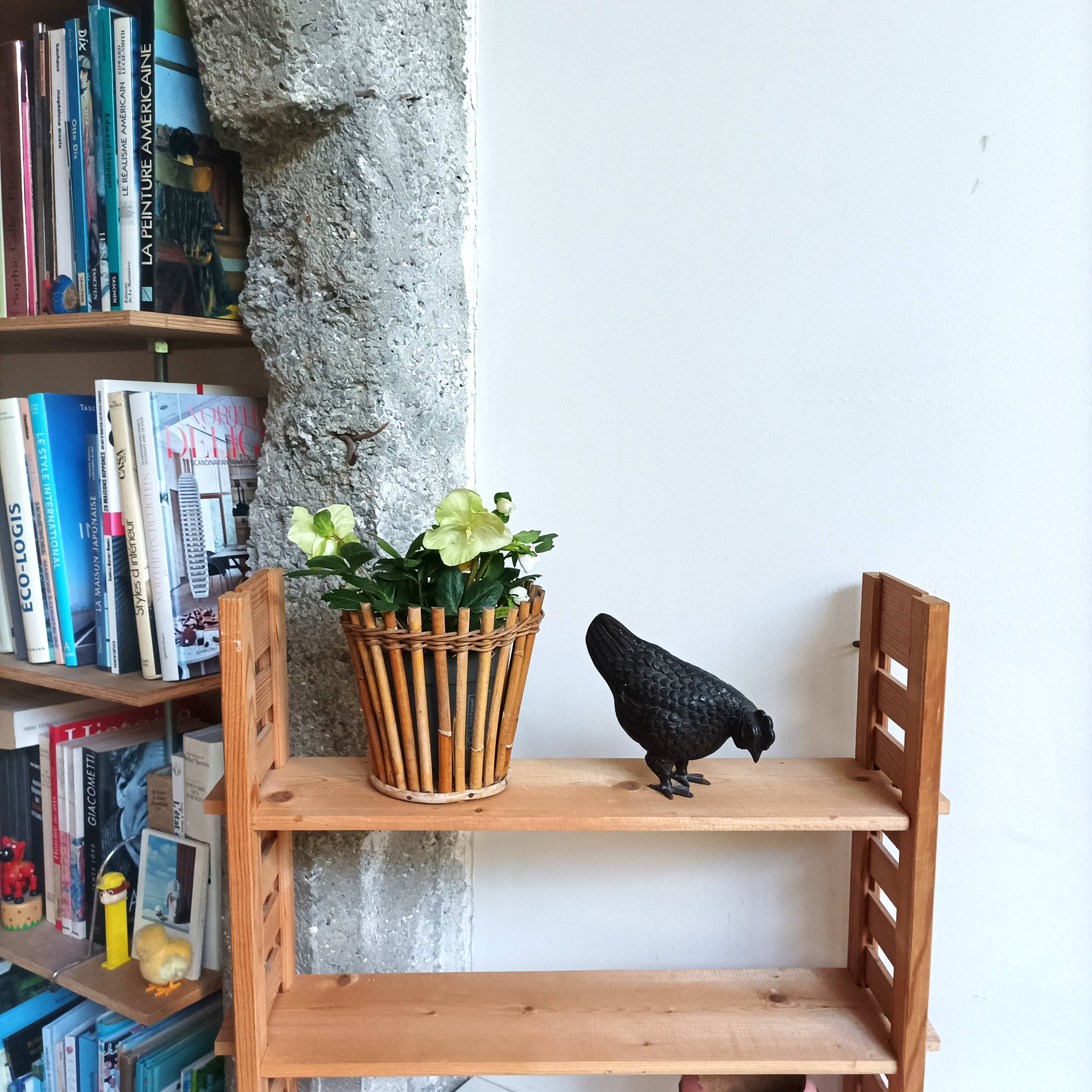 Vintage brutalist solid wood shelf