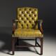 Green leather tufted office chair