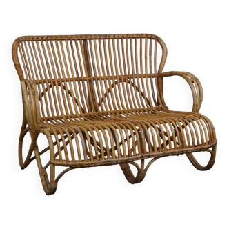 Vintage rattan Belse 8, Dutch Design, 1950, 2-seater sofa