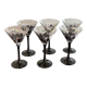 6 verres coupes à pied décor fleurs Luminarc