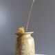 Pyrite sandstone vase with leaf decoration, Vallauris unsigned, 1970