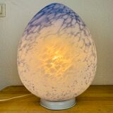 Domec egg lamp, blue speckled glass from Vianne, 70s