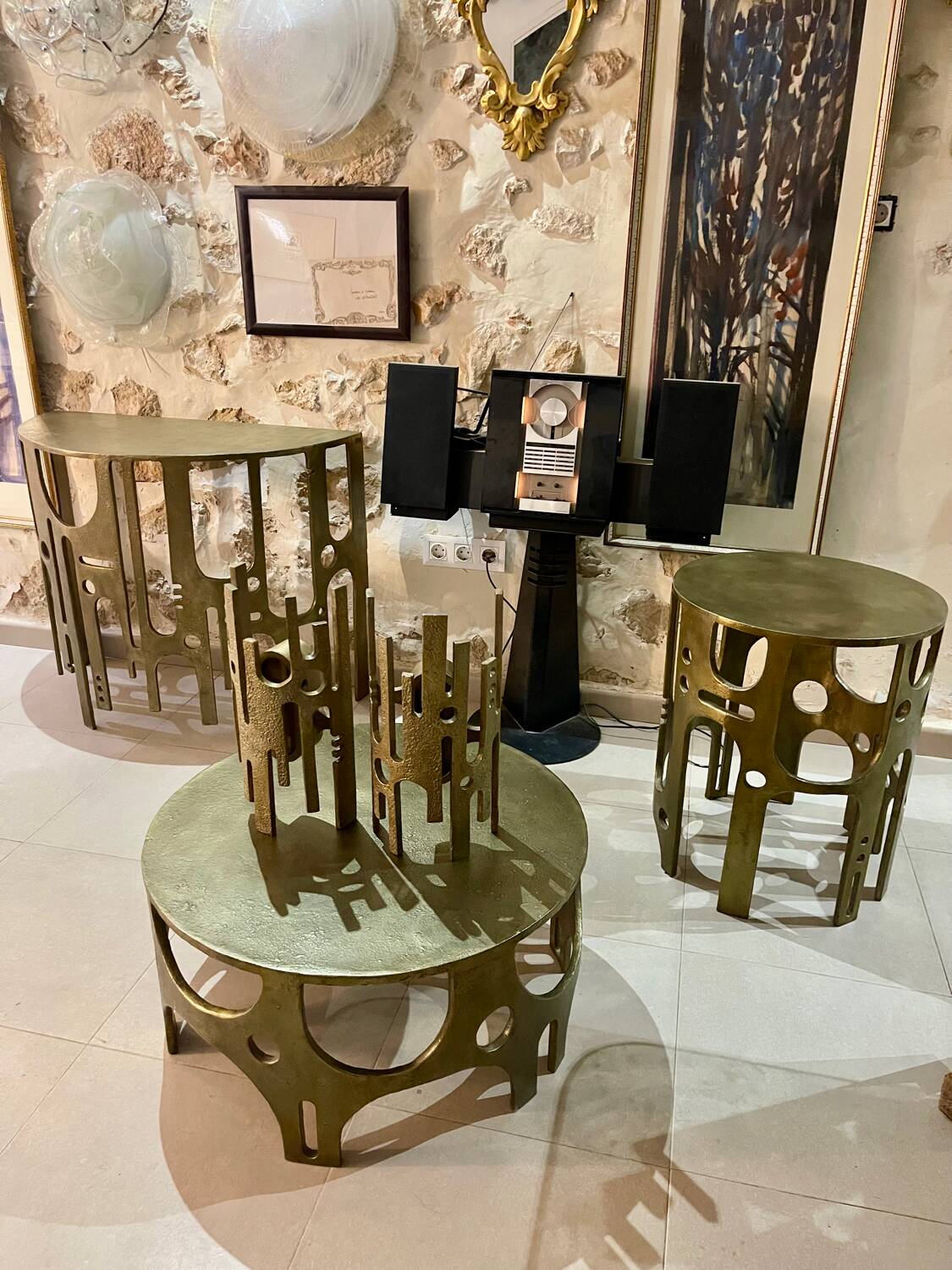 VLAB Brutalist Coffee Table Bronze Finish