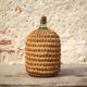 Lady Jeanne bottle, green glass bottle dressed in straw and wicker weaving, jar, vintage decor.