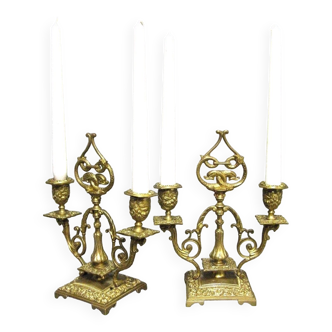 Pair of bronze candlesticks