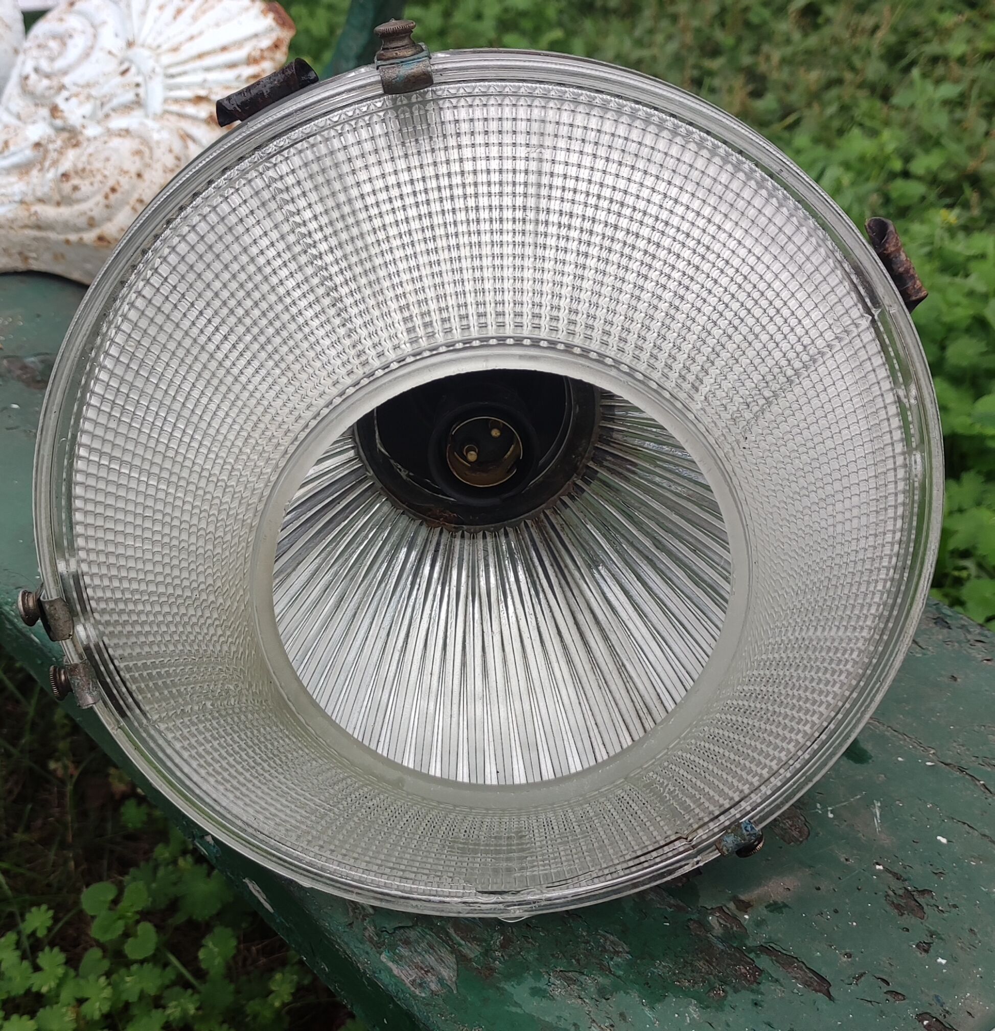 Art Deco holophane pendant chandelier