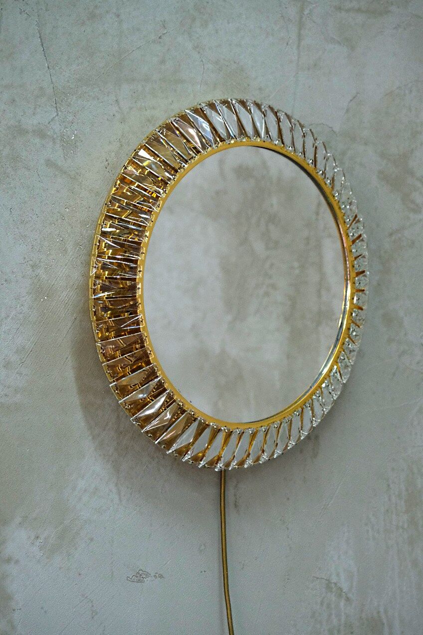 Gilded Mirror with Bakalowits Crystals from Palwa, 1960