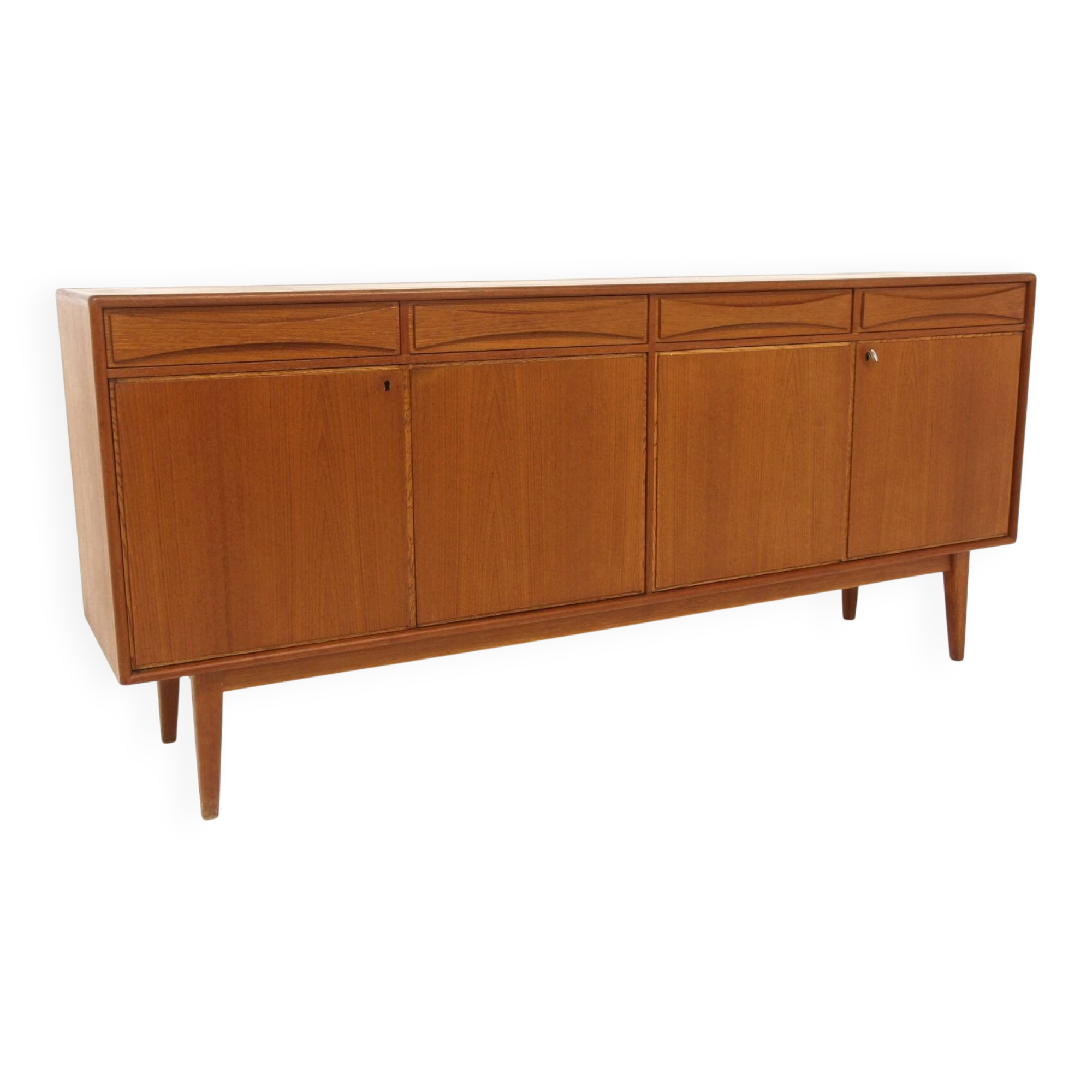 Enfilade scandinave en teck, Möbelfabriken Linden, Horda, Suède, 1960