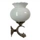 Applique formant un poisson, métal argenté, globe en verre opaque, opaline blanche, décoration