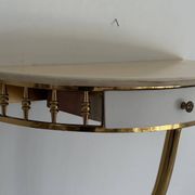 Console murale flottante avec tiroir, corps en laiton et plateau en marbre, années 1960, Italie