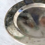 Vintage patinated silver metal bottle coaster – Golden knot