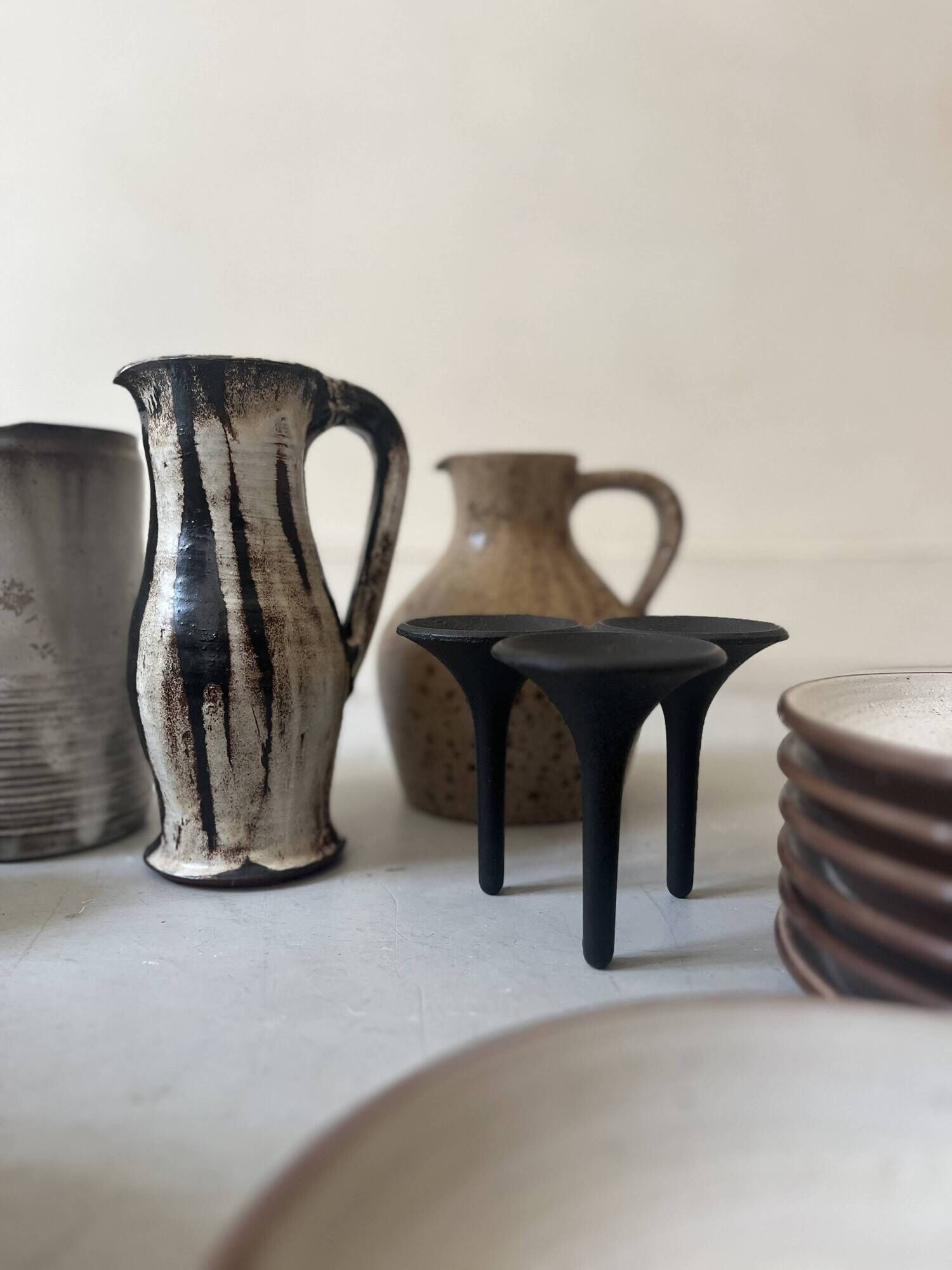 Danish cast iron candle holder design Hornblower by Christel & Christel Holmgren, Denmark 1970