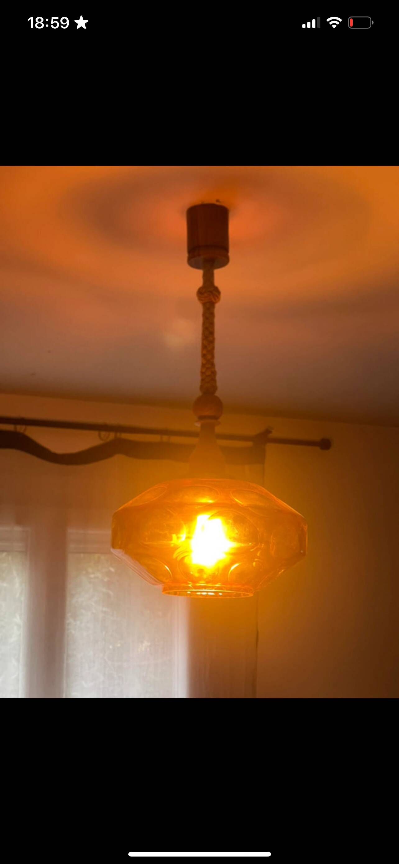 Vintage glass and teak suspension