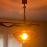 Vintage glass and teak suspension