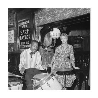 Photo argentique papier baryté noir et blanc ilford 310g pinup cabaret JAZZ 1960 50x50cm