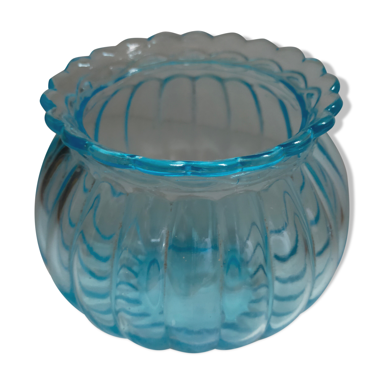 Signed blue ball vase