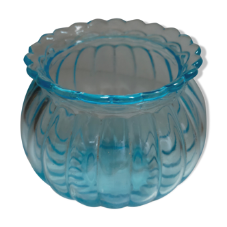 Vase bleu boule signé