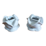 Porcelain pink flower candle holders