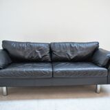 Scandinavian sofa in black leather