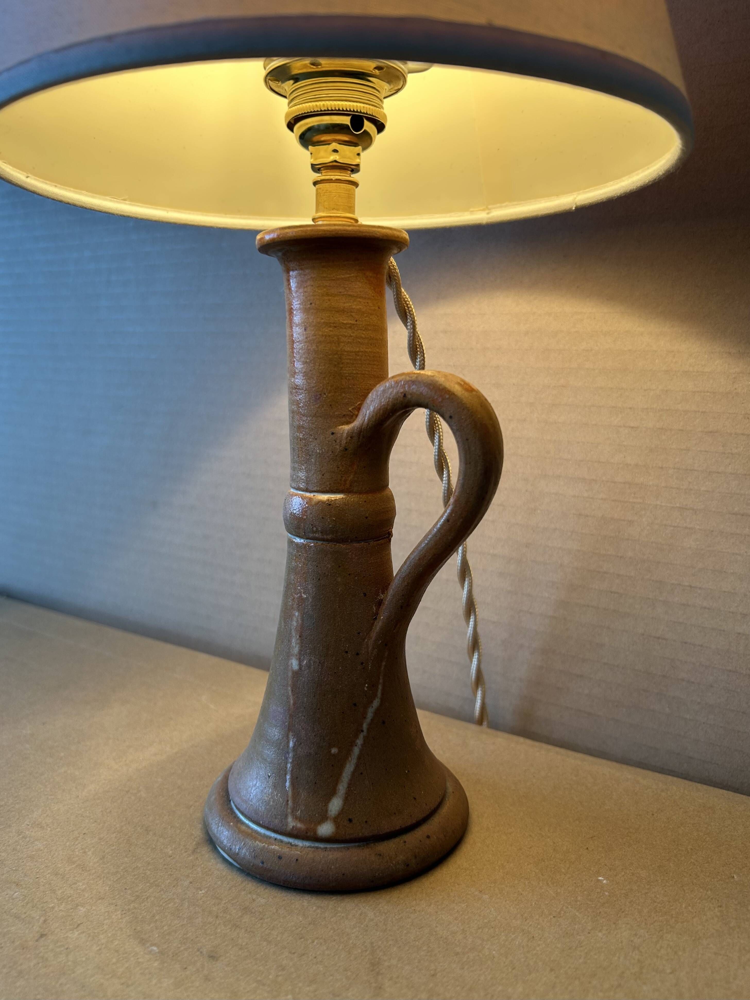 Petite lampe à poser, lampe de chevet vintage En grès émaillé, bon état, au